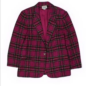 Fundamental Things pink plaid blazer sz 12